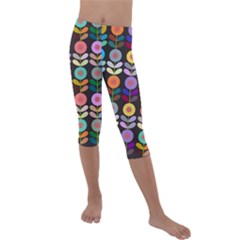 Zappwaits Flowers Kids  Lightweight Velour Capri Leggings  by zappwaits