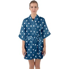 Turquoise Polka Dot Quarter Sleeve Kimono Robe by retrotoomoderndesigns