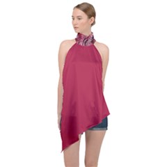 Crimson Swirl  Halter Asymmetric Satin Top