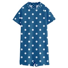 Turquoise Polka Dot Kids  Boyleg Half Suit Swimwear