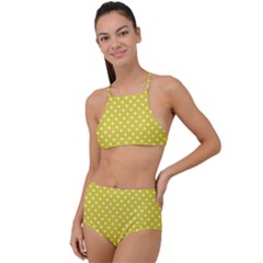 Yellow Polka Dot High Waist Tankini Set by retrotoomoderndesigns