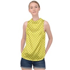 Yellow Polka Dot High Neck Satin Top