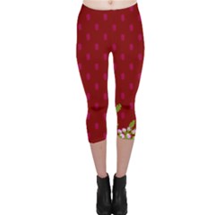 Vivid Burgundy & Heather Capri Leggings  by WensdaiAmbrose