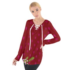 Vivid Burgundy & Heather Tie Up Tee by WensdaiAmbrose