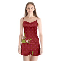 Vivid Burgundy & Heather Satin Pajamas Set by WensdaiAmbrose