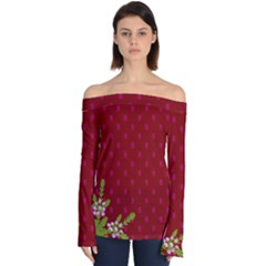 Vivid Burgundy & Heather Off Shoulder Long Sleeve Top by WensdaiAmbrose