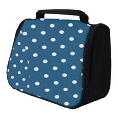 Turquoise Polka Dot Full Print Travel Pouch (small) by retrotoomoderndesigns