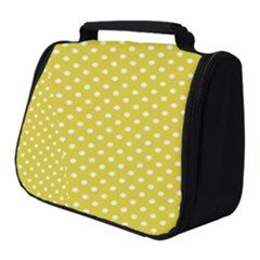 Yellow Polka Dot Full Print Travel Pouch (small) by retrotoomoderndesigns