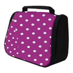 Fuschia Polka Dot Full Print Travel Pouch (small) by retrotoomoderndesigns