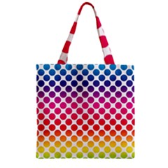 Rainbow Polka Dots Zipper Grocery Tote Bag by retrotoomoderndesigns