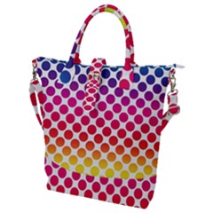 Rainbow Polka Dots Buckle Top Tote Bag by retrotoomoderndesigns