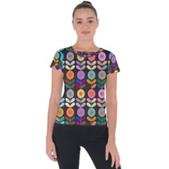 Zappwaits Flowers Short Sleeve Sports Top  by zappwaits