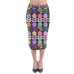 Zappwaits Flowers Velvet Midi Pencil Skirt by zappwaits