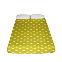 Yellow Polka Dot Fitted Sheet (full/ Double Size) by retrotoomoderndesigns