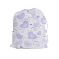 Pastel Purple Hearts Drawstring Pouch (xl) by retrotoomoderndesigns