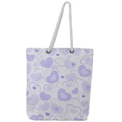 Pastel Purple Hearts Full Print Rope Handle Tote (large) by retrotoomoderndesigns