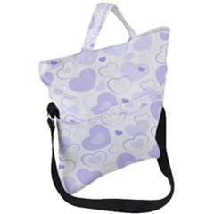 Pastel Purple Hearts Fold Over Handle Tote Bag by retrotoomoderndesigns