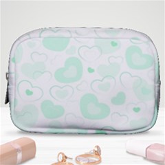 Pastel Green Hearts Make Up Pouch (small)