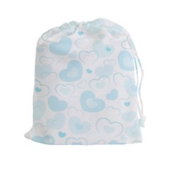 Pastel Blue Hearts Drawstring Pouch (xxl) by retrotoomoderndesigns