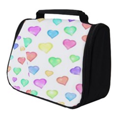 Pastel Rainbow Hearts Full Print Travel Pouch (small) by retrotoomoderndesigns