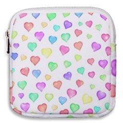 Pastel Rainbow Hearts Mini Square Pouch