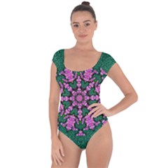 The Most Uniqe Flower Star In Ornate Glitter Short Sleeve Leotard  by pepitasart