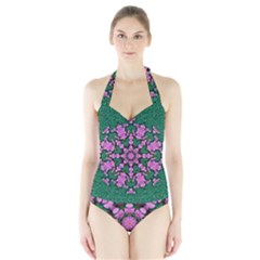 The Most Uniqe Flower Star In Ornate Glitter Halter Swimsuit by pepitasart