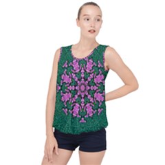 The Most Uniqe Flower Star In Ornate Glitter Bubble Hem Chiffon Tank Top