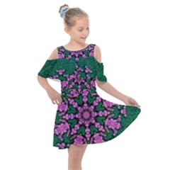 The Most Uniqe Flower Star In Ornate Glitter Kids  Shoulder Cutout Chiffon Dress by pepitasart