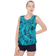 Black And  Turquoise Bubble Hem Chiffon Tank Top