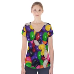 Jelly Beans Short Sleeve Front Detail Top by pauchesstore