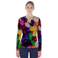 Jelly Beans V-neck Long Sleeve Top by pauchesstore