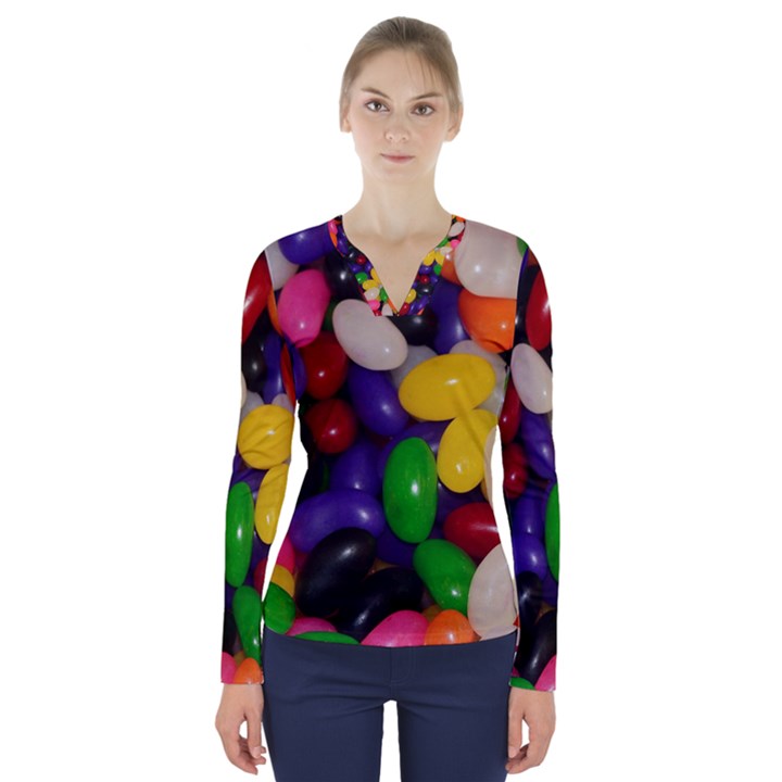 Jelly Beans V-Neck Long Sleeve Top