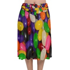 Jelly Beans Velvet Flared Midi Skirt