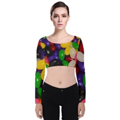 Jelly Beans Velvet Long Sleeve Crop Top by pauchesstore