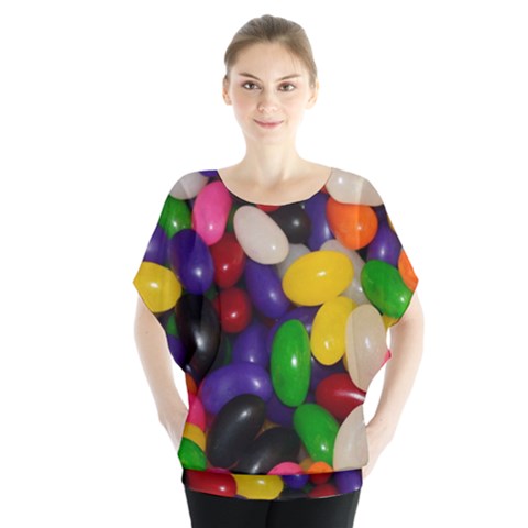 Jelly Beans Batwing Chiffon Blouse by pauchesstore