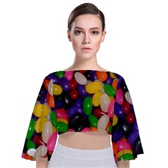 Jelly Beans Tie Back Butterfly Sleeve Chiffon Top by pauchesstore