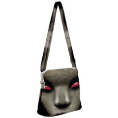 Evil Nun Close Up Portrait Illustration Zipper Messenger Bag