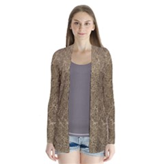 Grunge Abstract Textured Print Drape Collar Cardigan