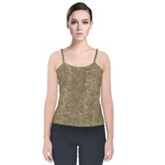 Grunge Abstract Textured Print Velvet Spaghetti Strap Top