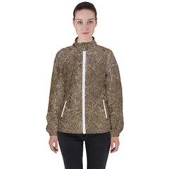 Grunge Abstract Textured Print High Neck Windbreaker (women)