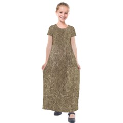 Grunge Abstract Textured Print Kids  Short Sleeve Maxi Dress