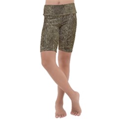 Grunge Abstract Textured Print Kids  Lightweight Velour Cropped Yoga Leggings