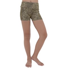 Grunge Abstract Textured Print Kids  Lightweight Velour Yoga Shorts