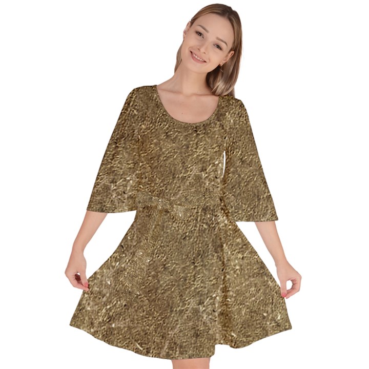 Grunge Abstract Textured Print Velour Kimono Dress