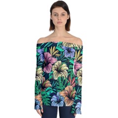 Hibiscus Dream Off Shoulder Long Sleeve Top