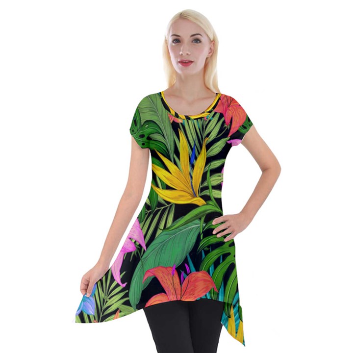 Tropical Adventure Short Sleeve Side Drop Tunic