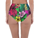 Neon Hibiscus Reversible High-Waist Bikini Bottoms View2