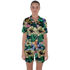 Hibiscus Dream Satin Short Sleeve Pyjamas Set