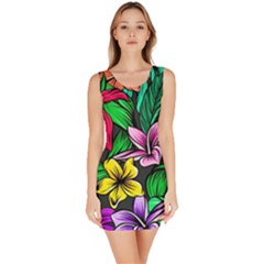 Neon Hibiscus Bodycon Dress